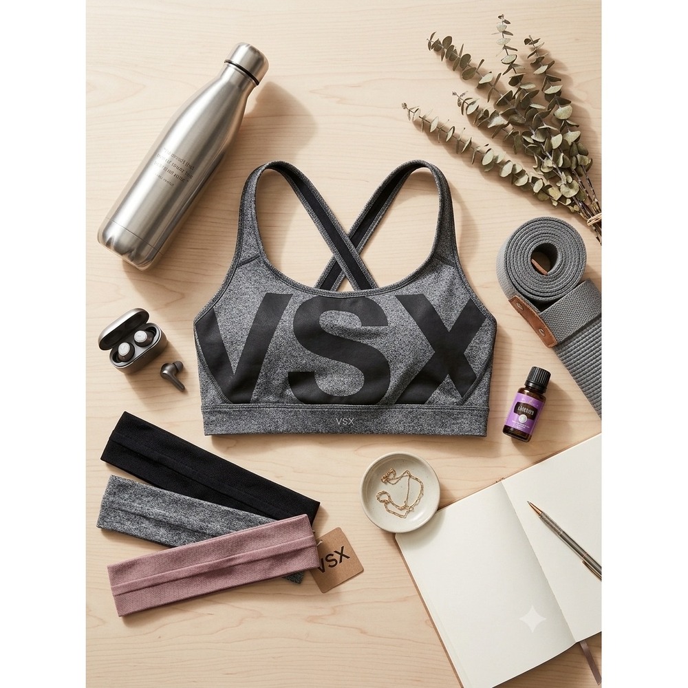 Victoria's Secret VSX Sport The Player Crossback Sports Bra Heather Grey Medium